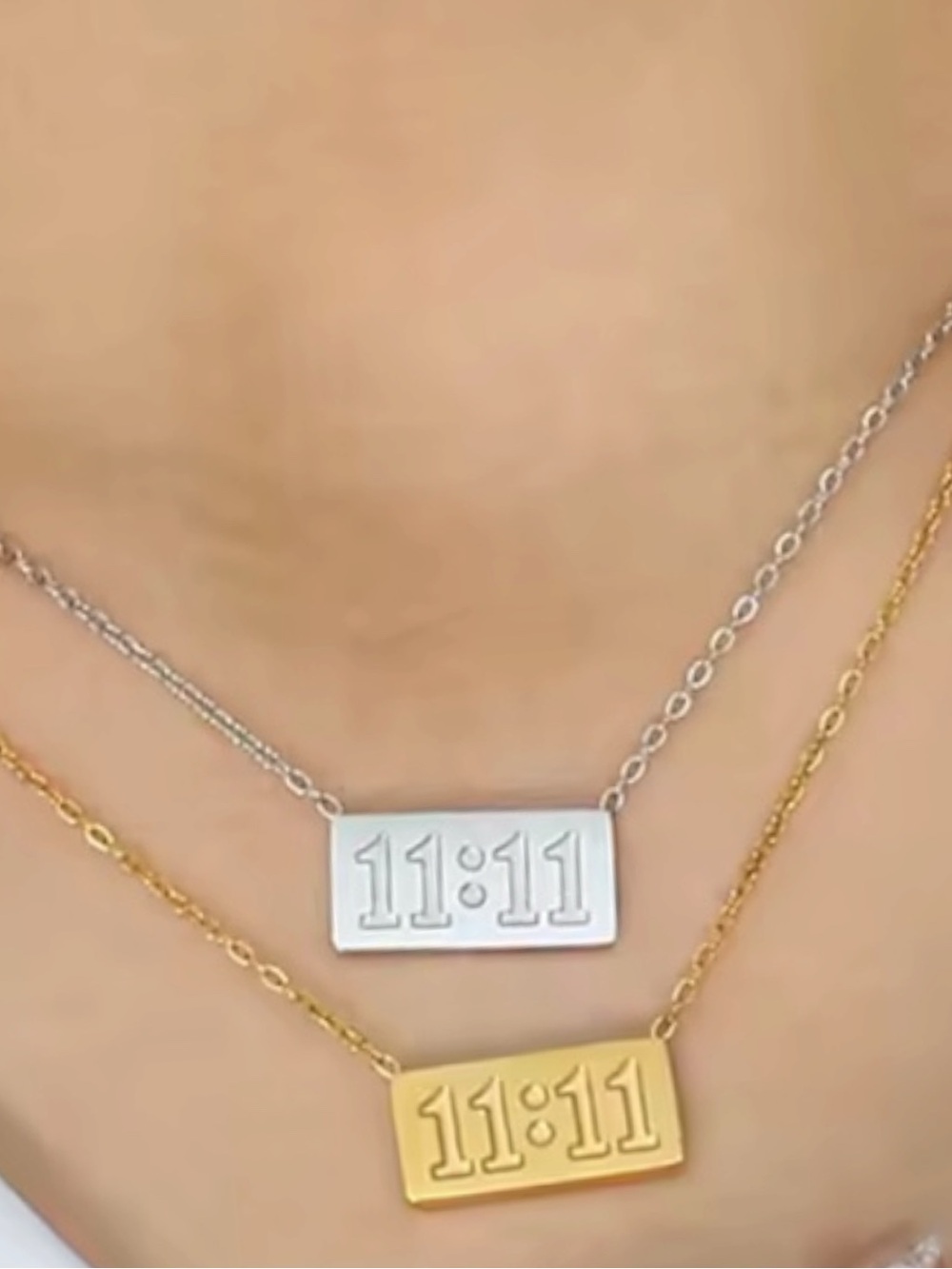 11:11 Angel number Necklace. Manifest necklace sold in gold or silver